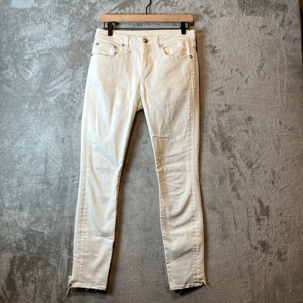 R13‎ Allison Skinny Jeans Garret White Size 28 Distressed